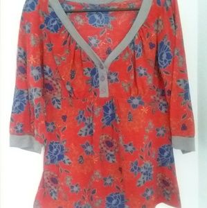 Floral F21 3/4 sleeve hippie shirt